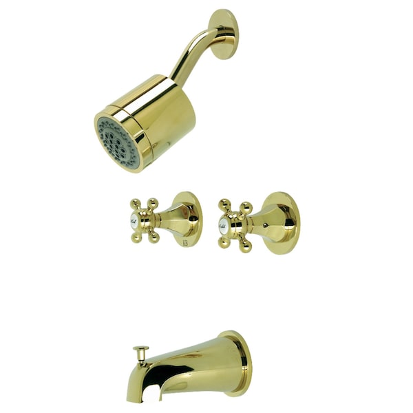 Kingston Brass KBX8142BX Two-Handle Tub and Shower Faucet, Polished Brass KBX8142BX - main